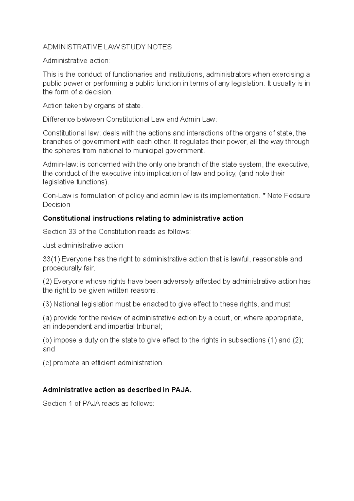 Admin Law Exam Notes: Key Concepts and Principles Explained - Studocu