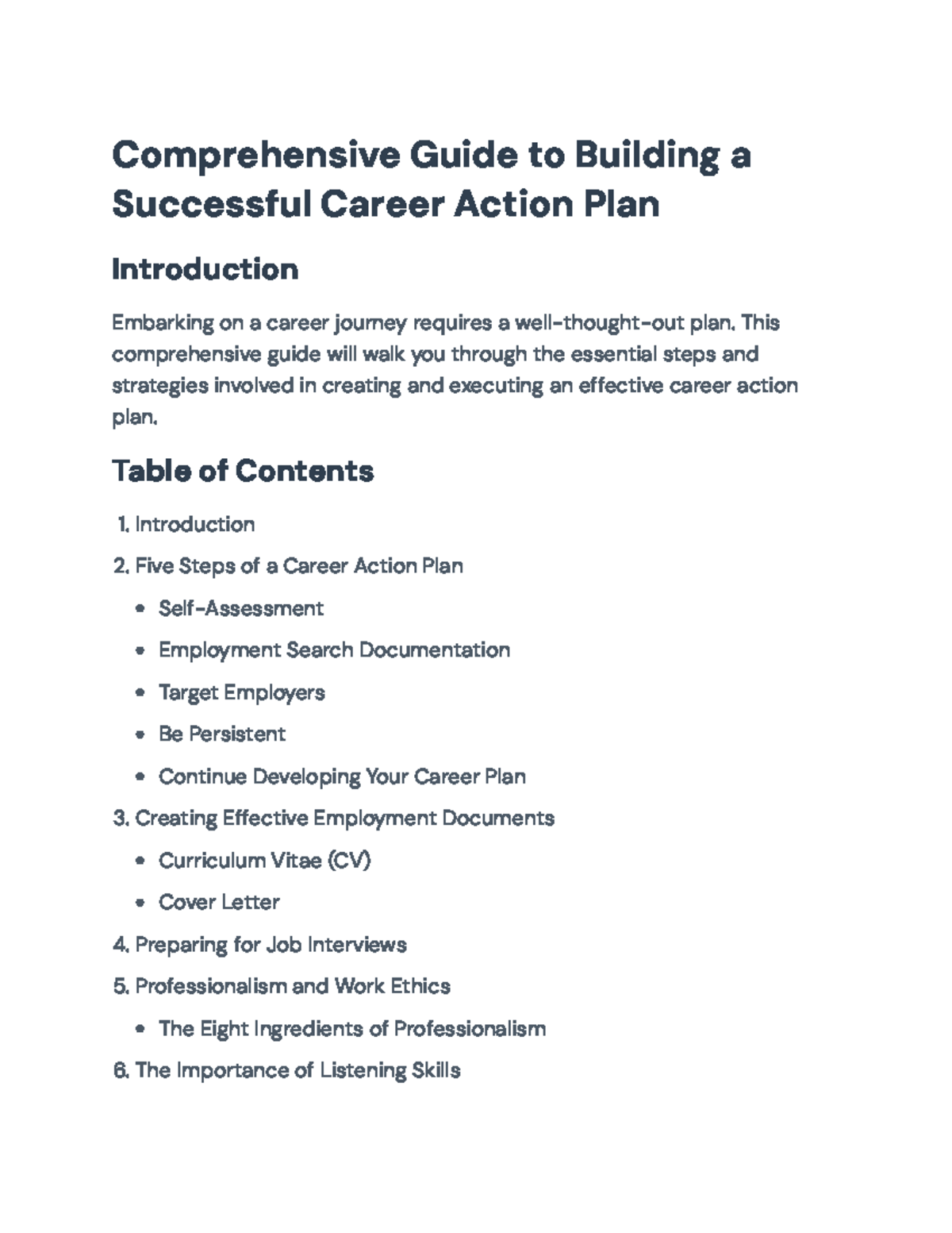 Comprehensive Career Action Plan Guide: Steps, Documents & Tips ...
