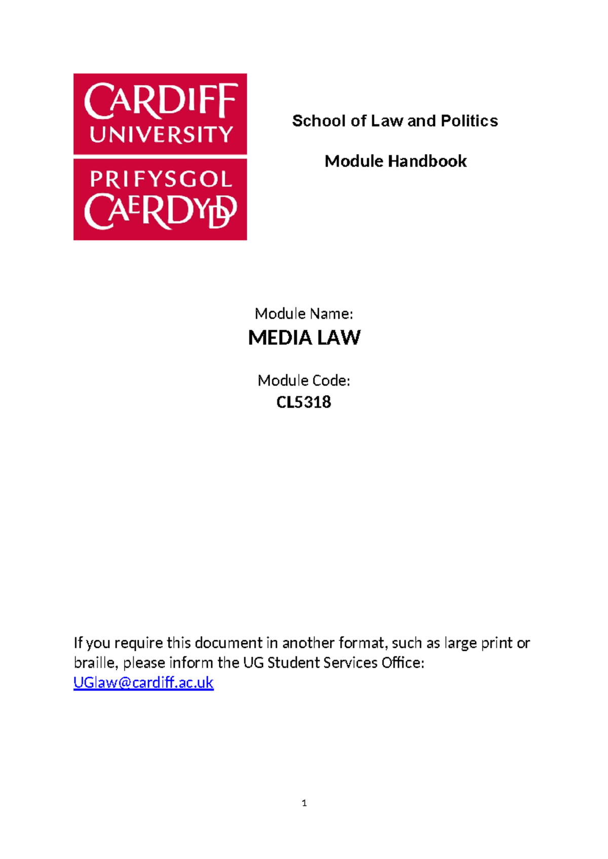Media Law Module Handbook - CL5318 Overview and Resources - Studocu