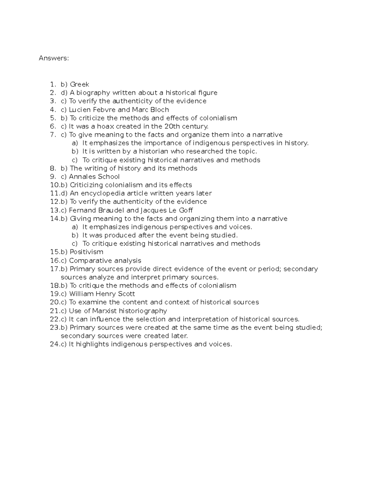Workbook 1 - Answer Key for Module on Historical Analysis - Studocu