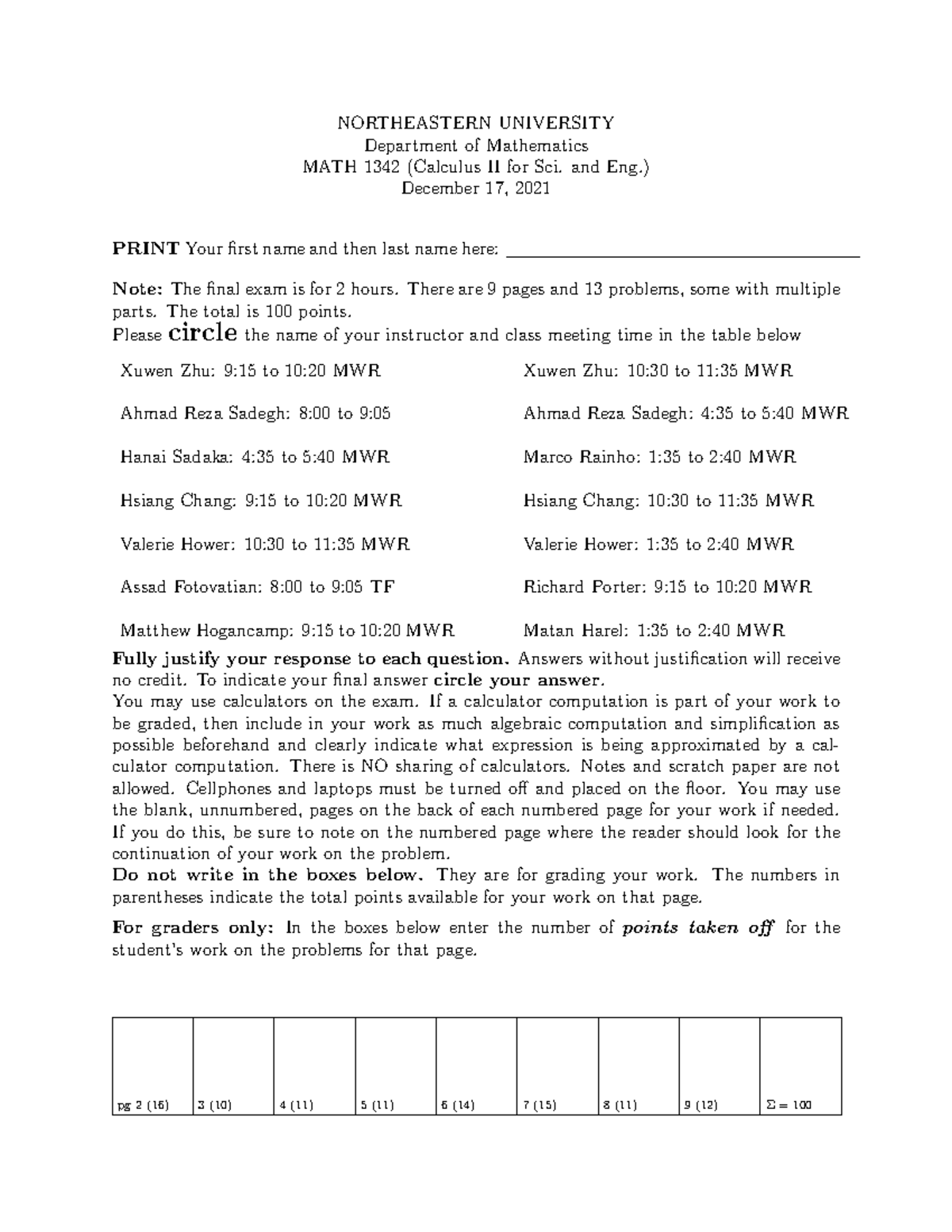MATH 1342 FALL 2021 Final Exam Questions and Instructions - Studocu
