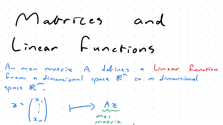 Matrices and Linear Functions - Matrix World Linear Function world nx1 ...