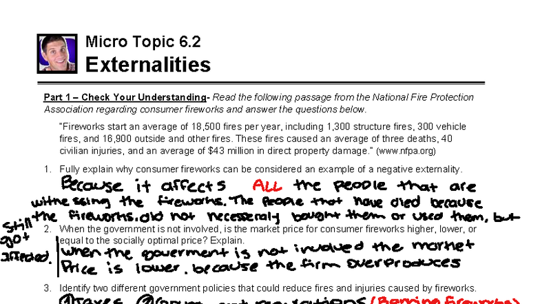 Micro Topic 6.2 Externalities Worksheet - Comprehensive Guide - Studocu