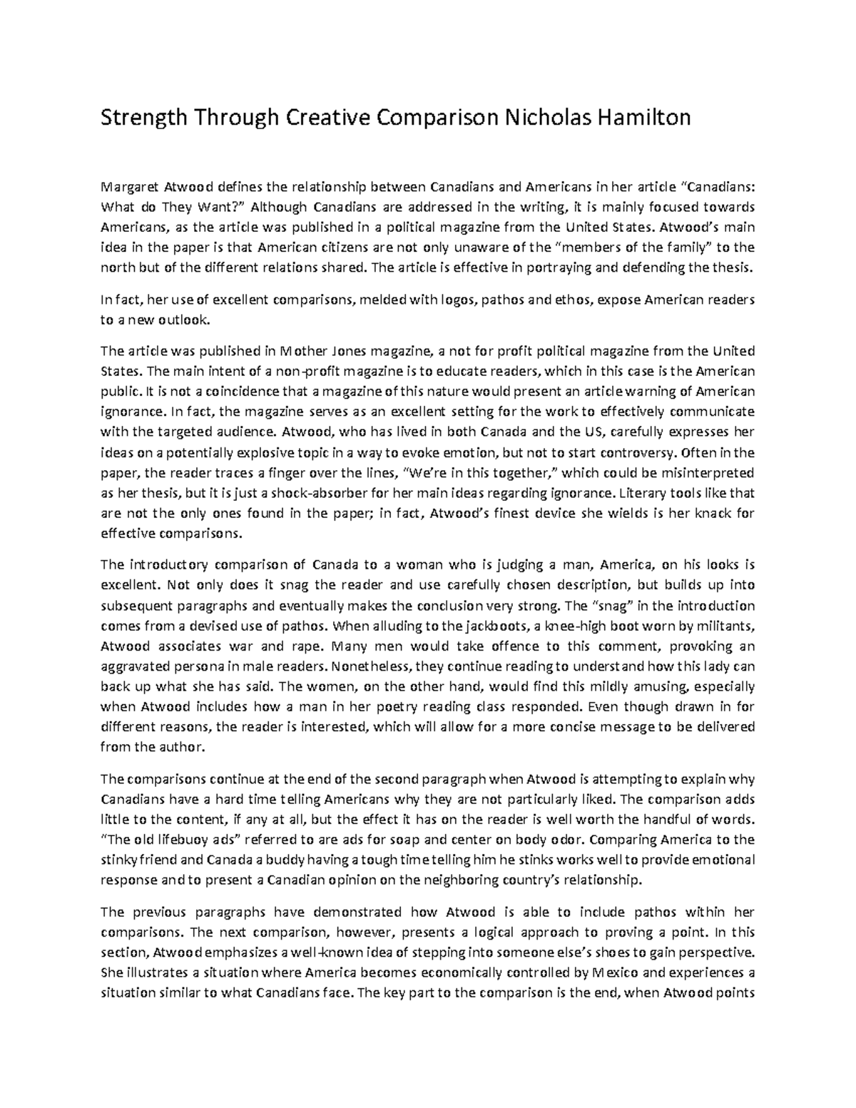 Compare and contrast rhetorical analysis essay example - Strength ...