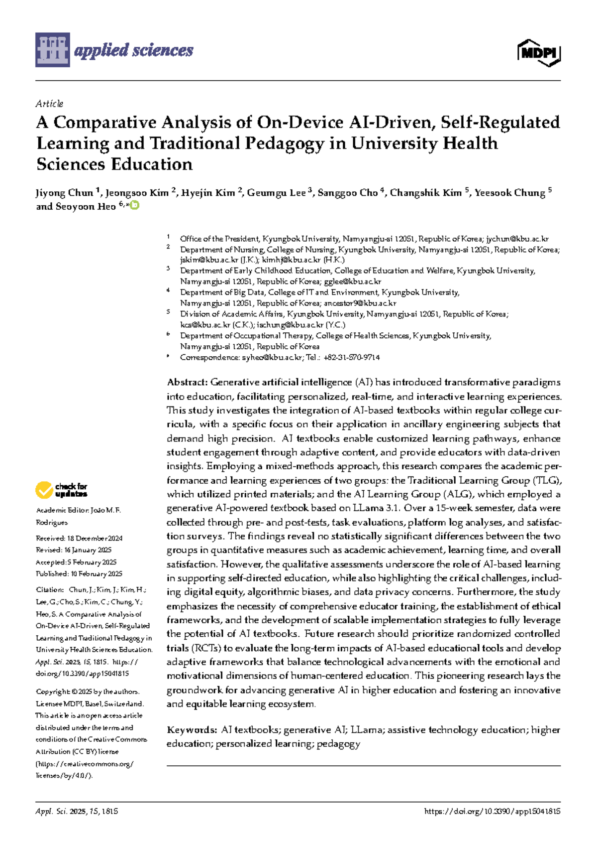 A Comparative Study of AI vs. Traditional Pedagogy in Health Sciences ...