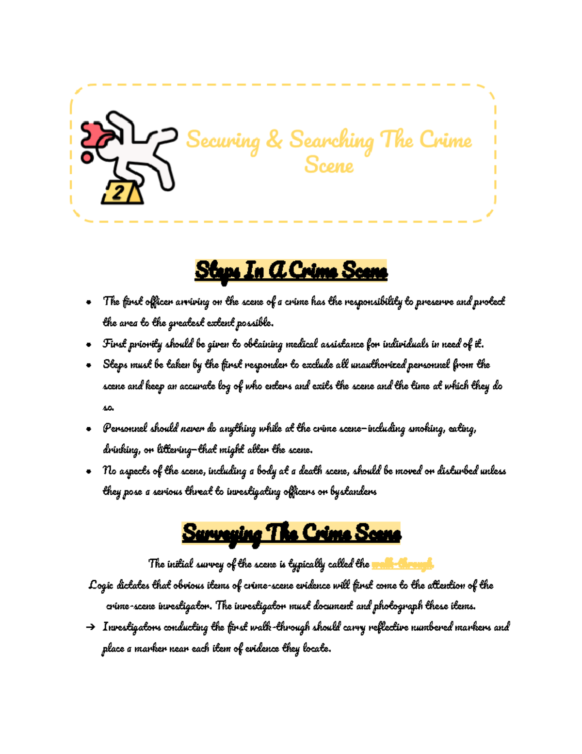 Chapter 2: Securing & Searching a Crime Scene - Investigation ...