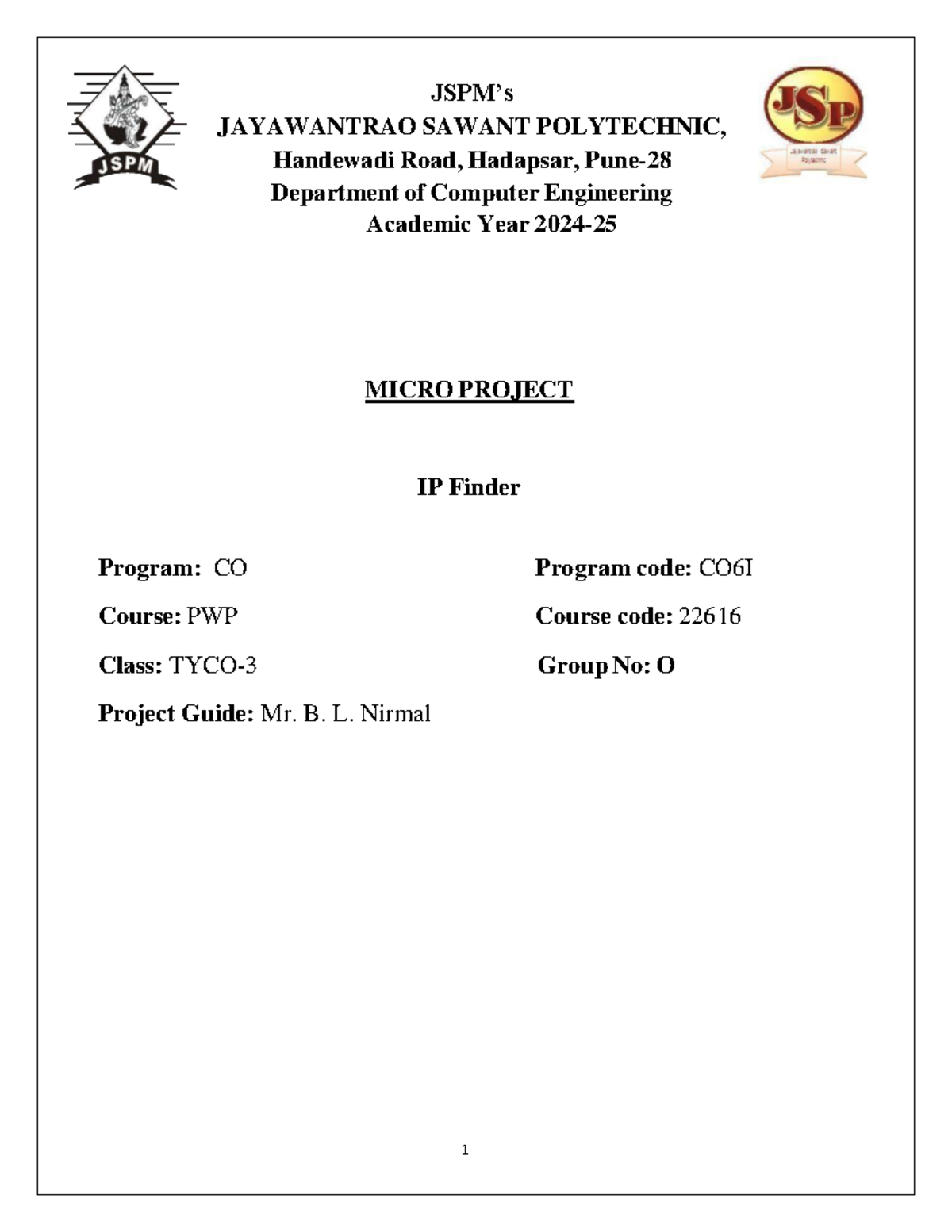 PWP Micro Project: IP Finder Tool Development (Course Code: 22616 ...