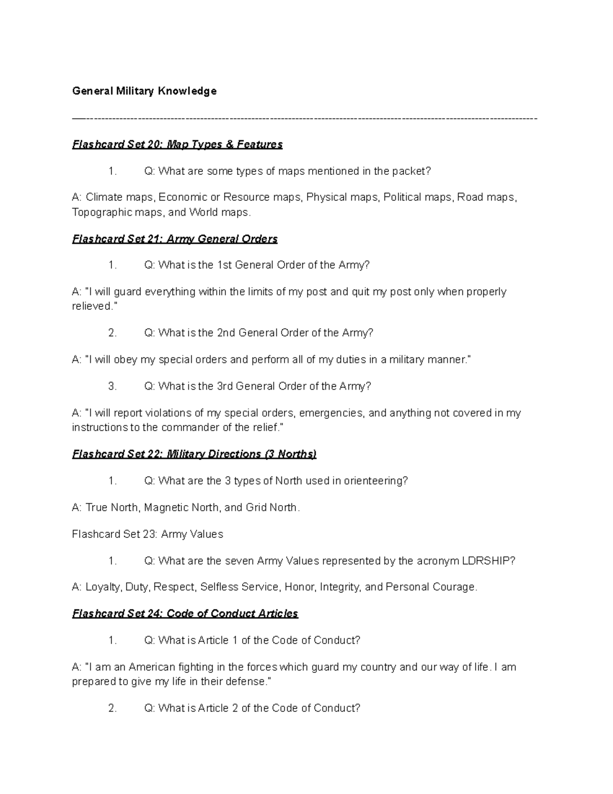 General Military Knowledge Flashcards - Studocu