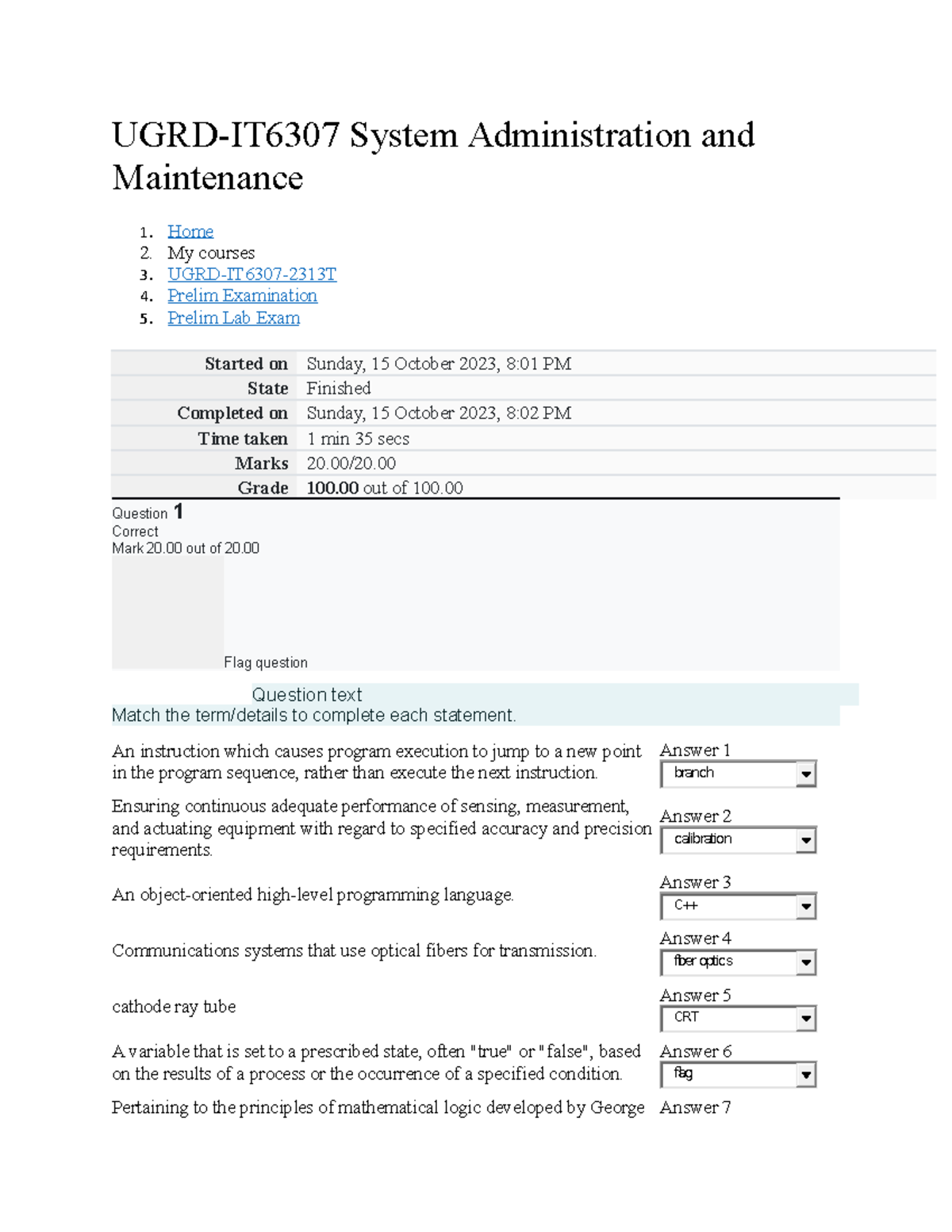 UGRD-IT6307 System Administration Prelim Lab Exam Review Notes - Studocu