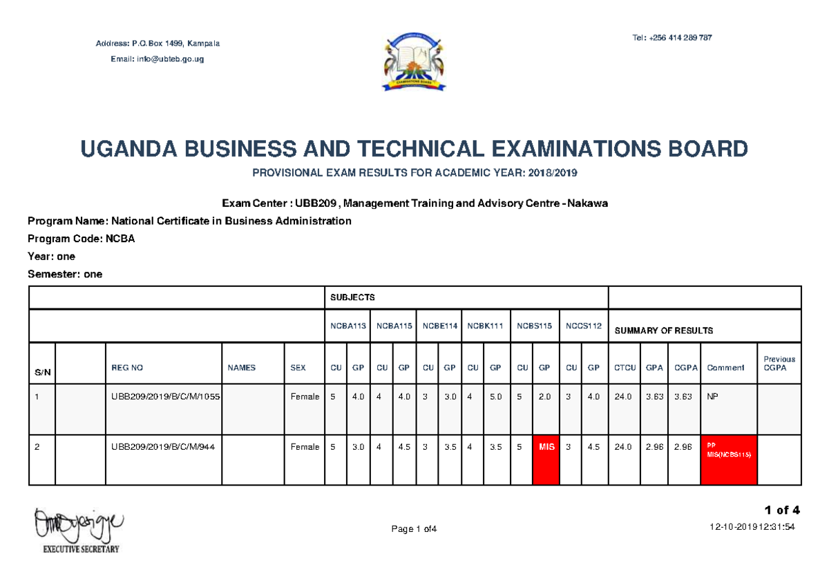 NCBA Provisional Exam Results Summary for Academic Year 2023 - Studocu