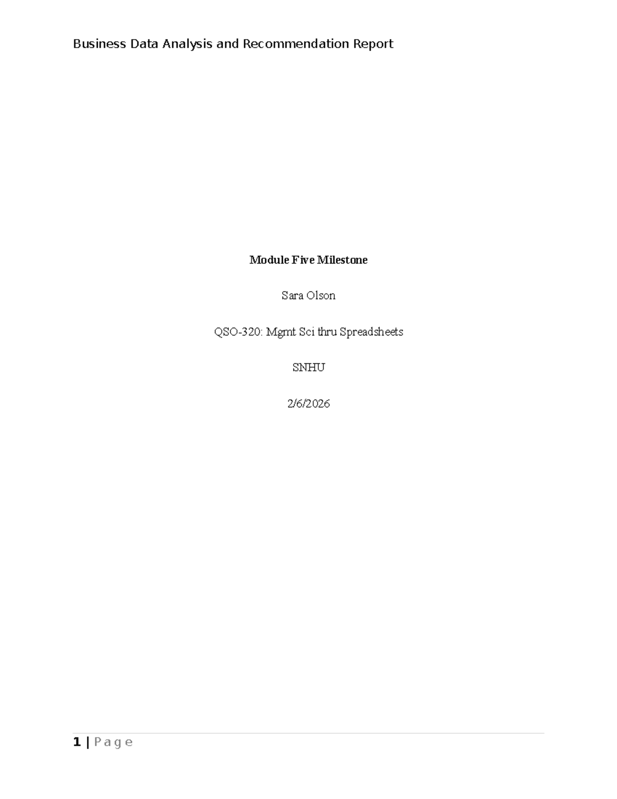 QSO-320 5-1 Milestone: Business Data Analysis & Recommendations - Studocu