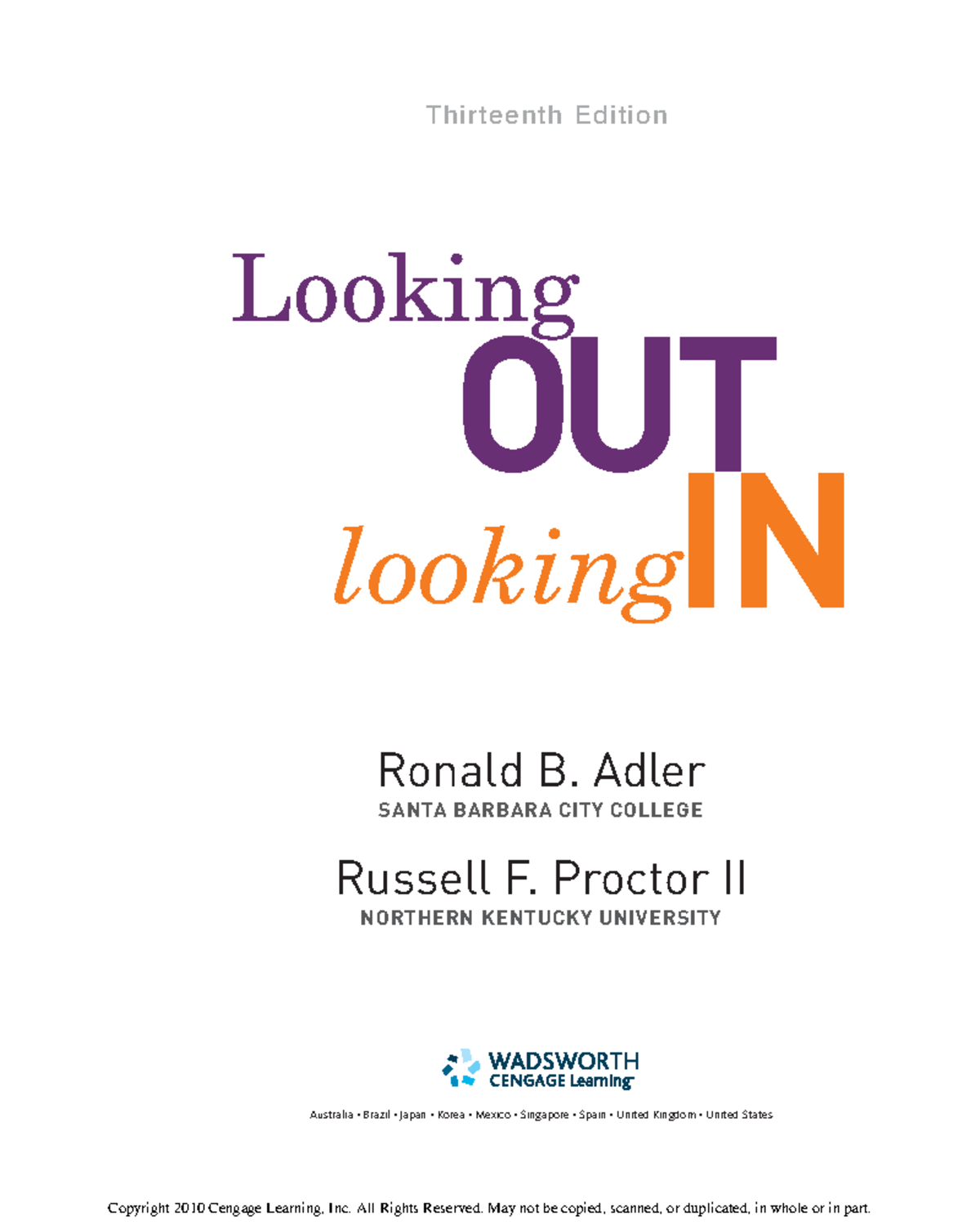 Communication in human interaction: Chapter 10 pdf - OUT Looking ...