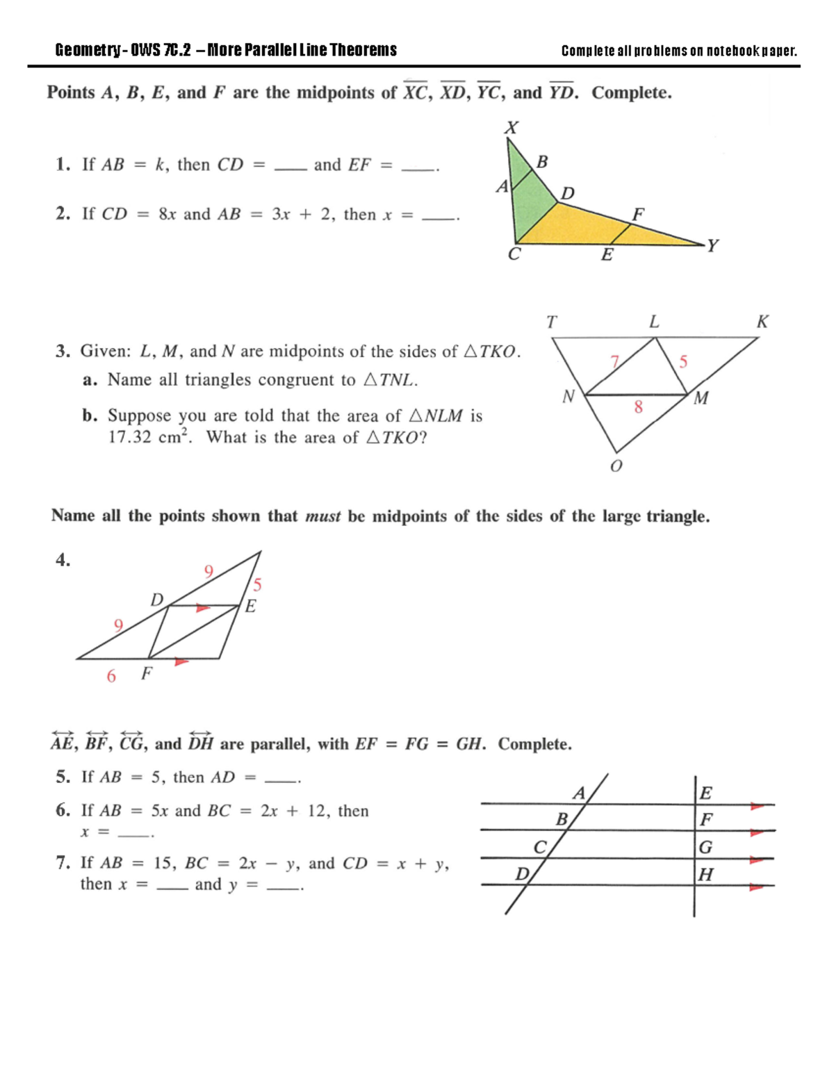 Geometry - OWS 7C.2: Exploring More Parallel Line Theorems - Geometry ...