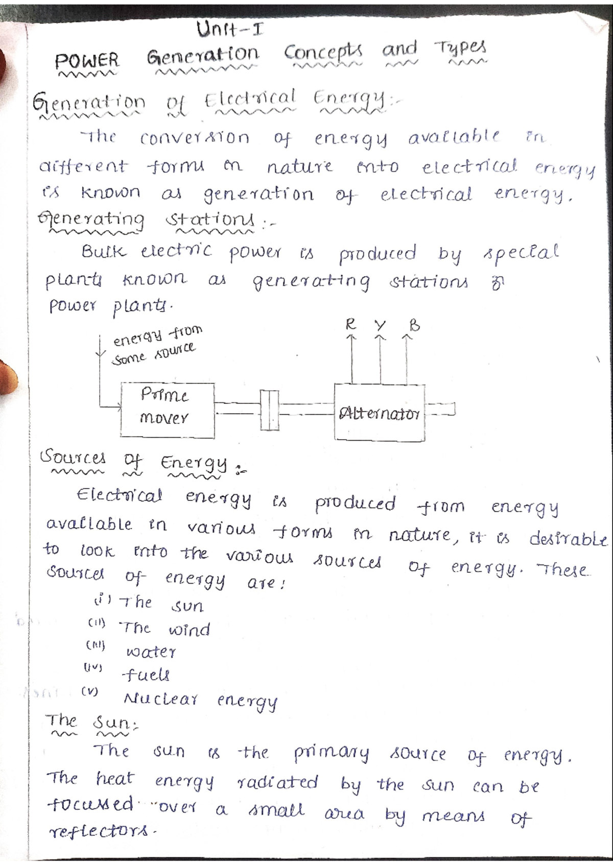 PSE Unit-1 Notes - Summary Principles of Power System - POWER ...