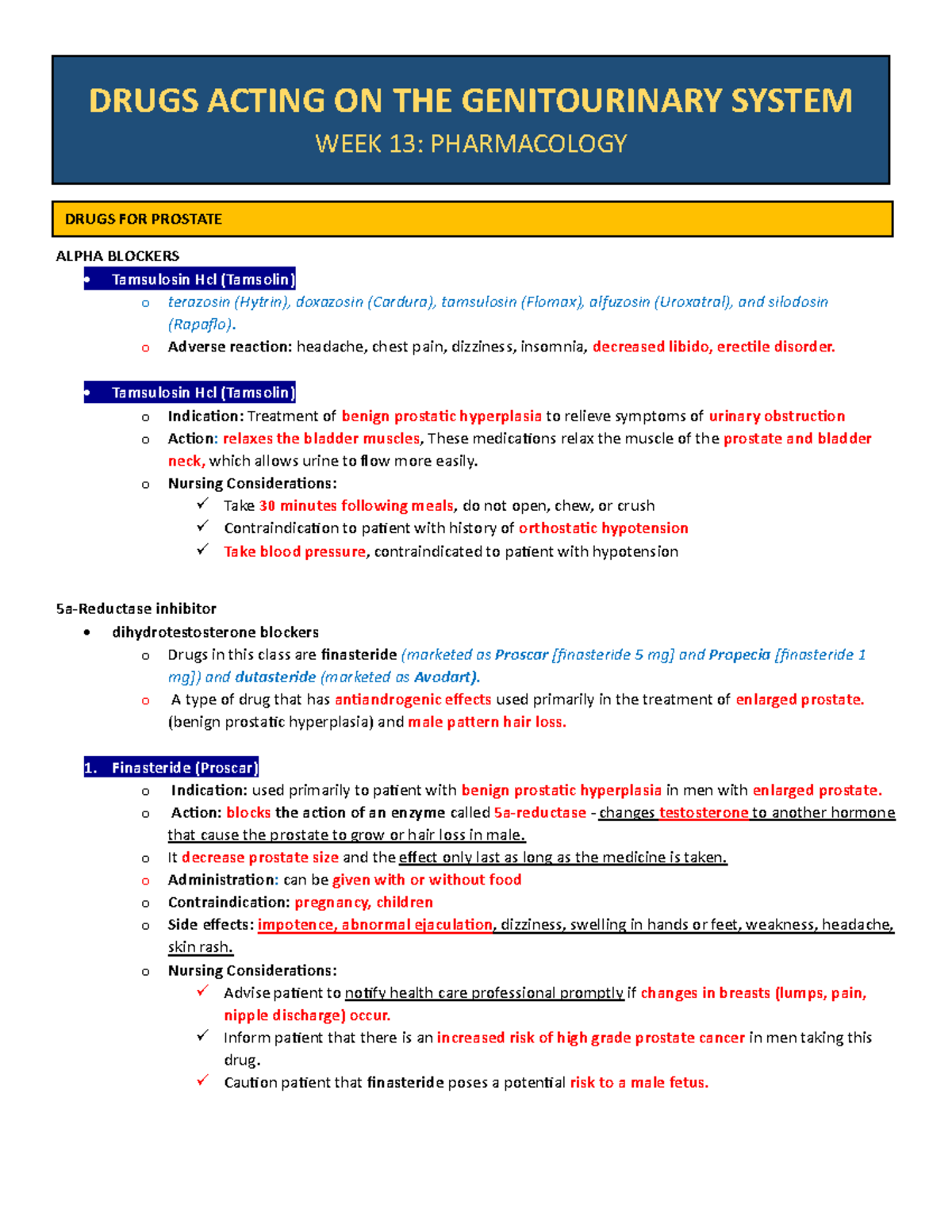 Pharmacology-W - lec - ALPHA BLOCKERS Tamsulosin Hcl (Tamsolin) o ...