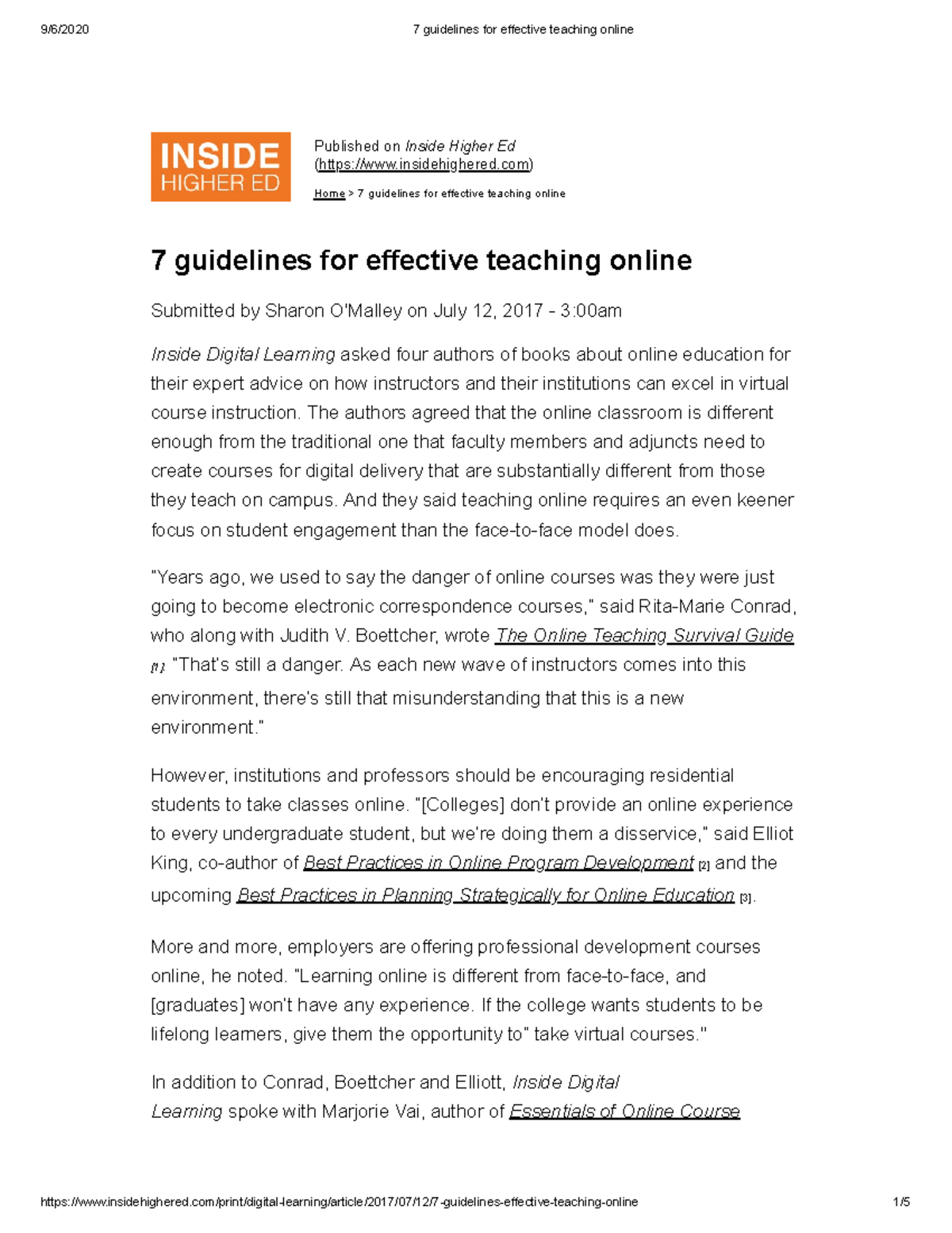 7 guidelines for effective teaching online - The authors agreed that ...