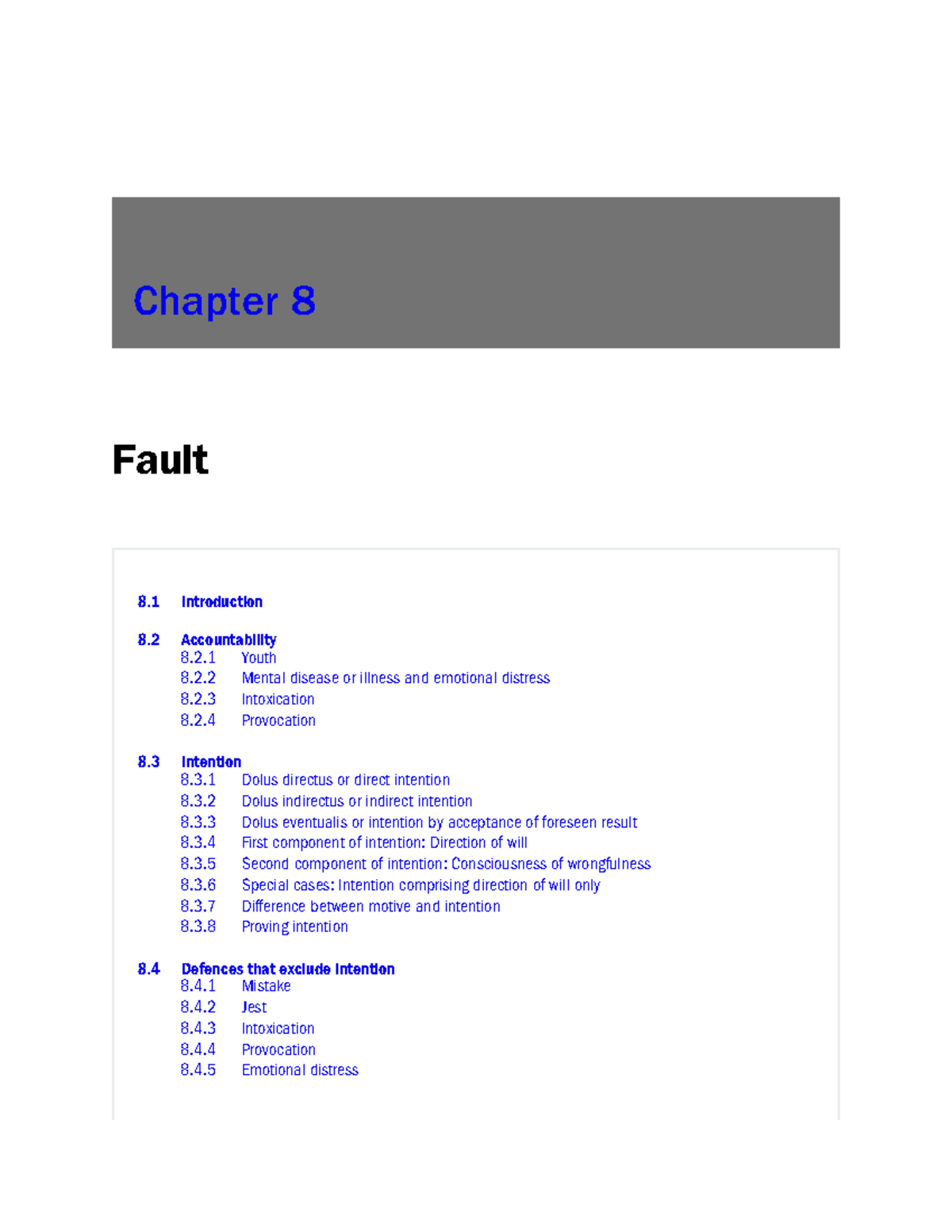 Chapter 8: Fault, Accountability, and Intention in Delictual Liability ...