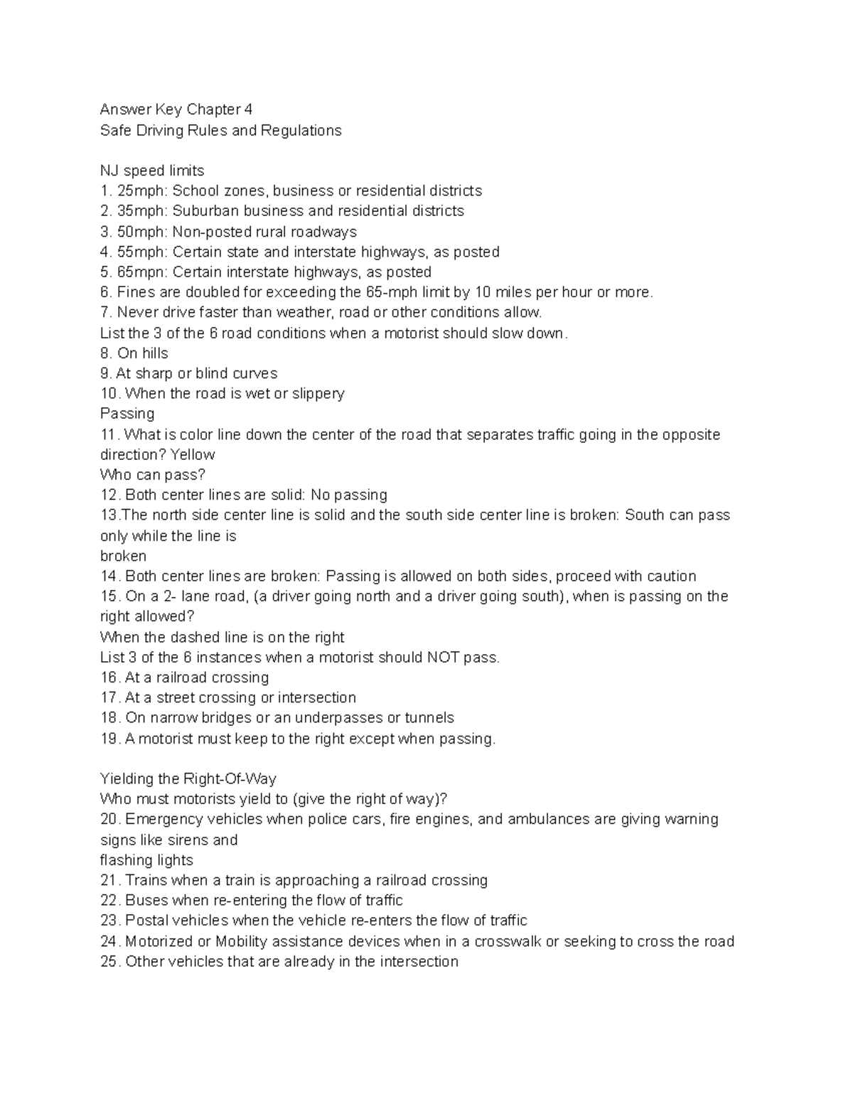 Drivers Ed Study Guide: Safe Driving Rules & Regulations - Studocu