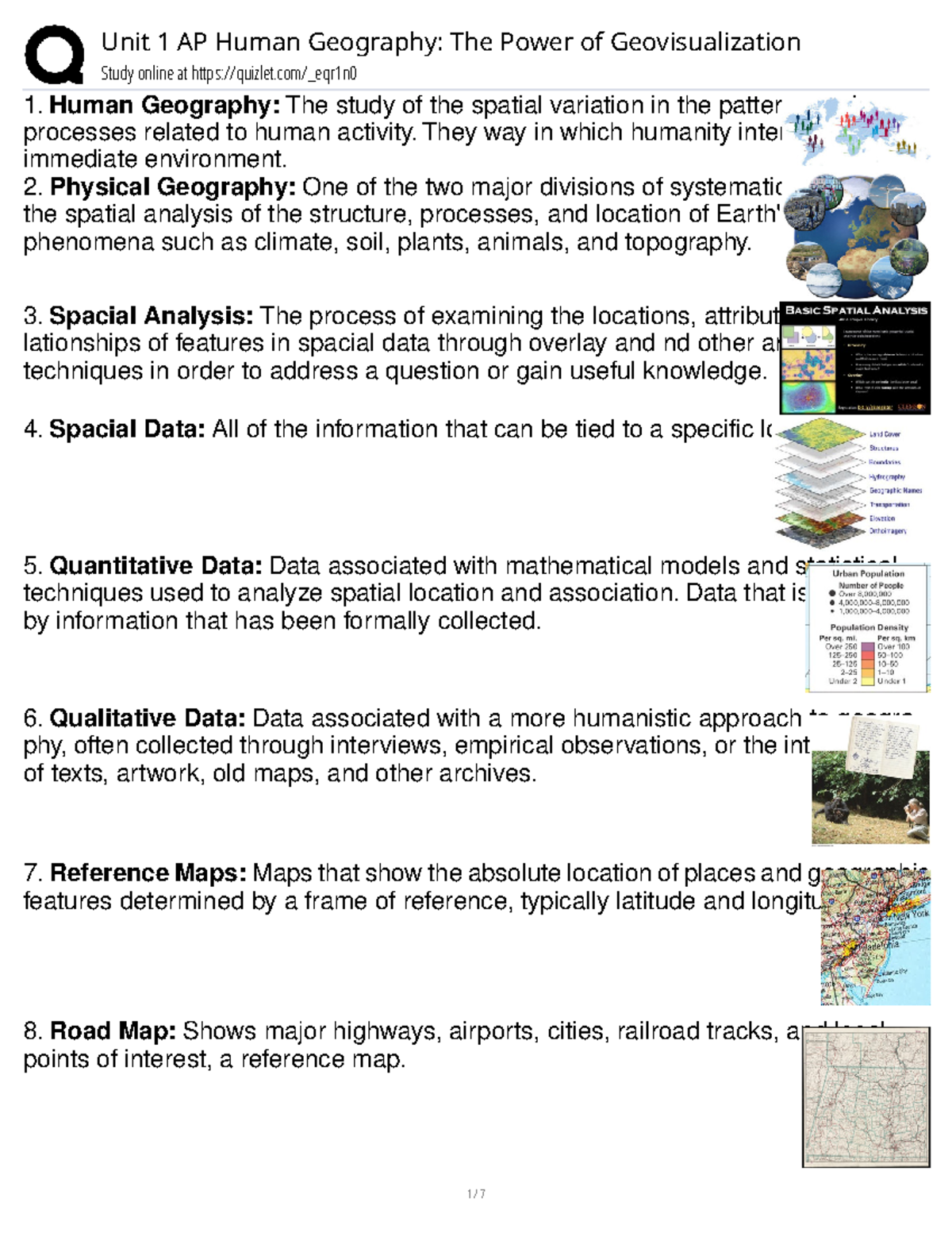 Unit 1 AP Human Geography: Geovisualization Concepts & Techniques - Studocu