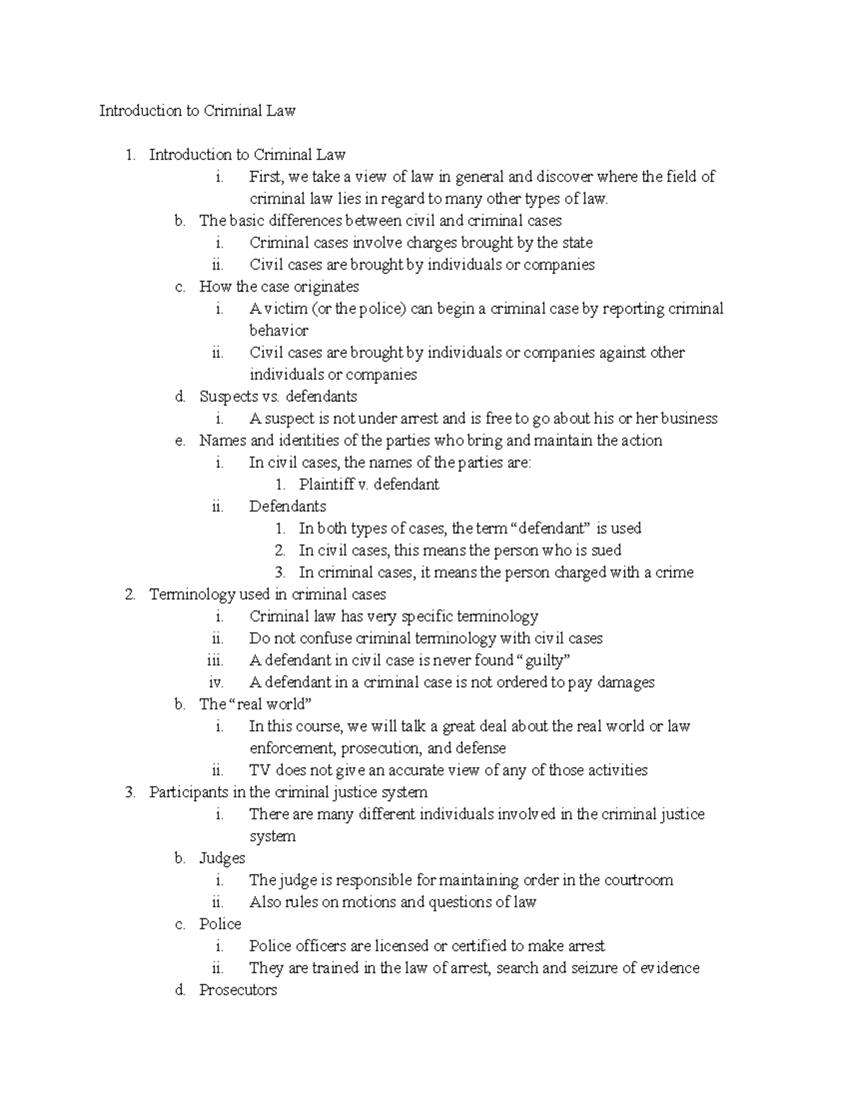 Criminal Law Overview - Chapter 1 Class Notes - Studocu