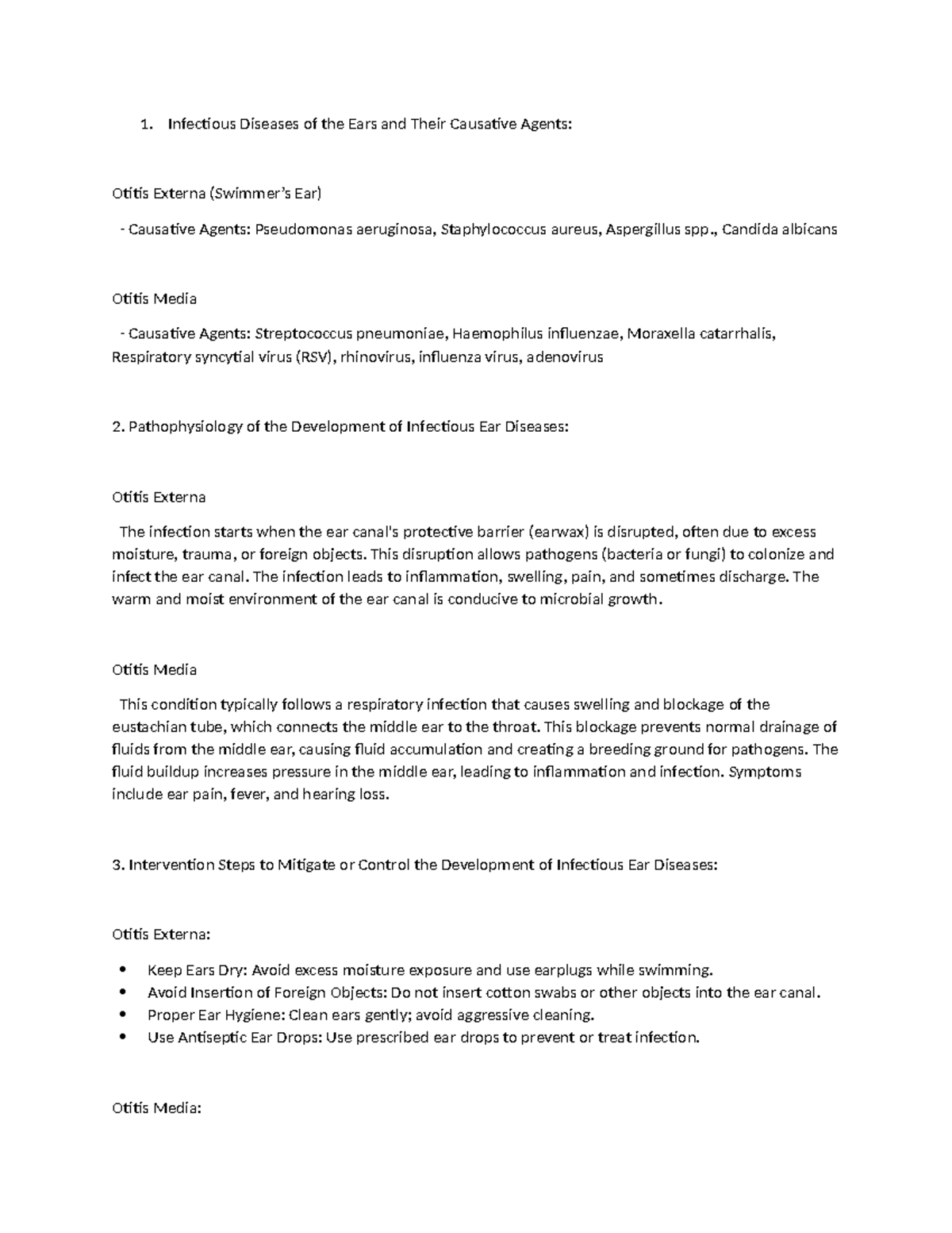 Ear Infections Overview and Management for HES032 LAB - Studocu