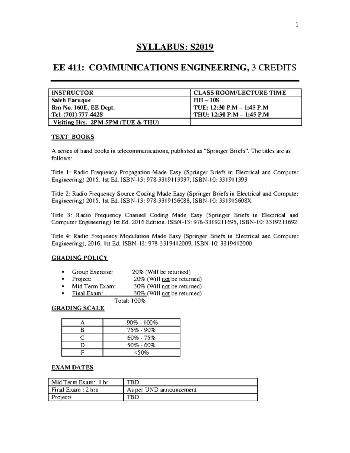EE 411-Syllabus Spring 2019: Summary of Communications Engineering ...