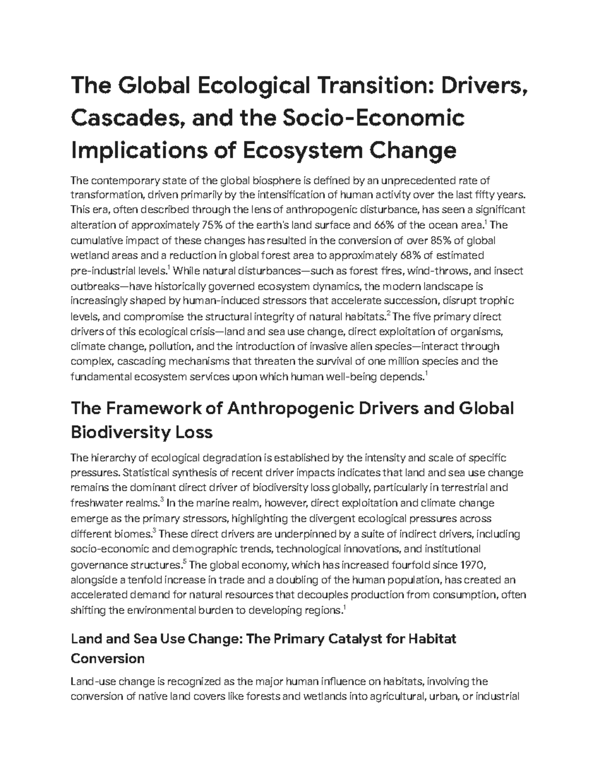 Ecosystem Change and Conservation Strategies: A Global Perspective ...