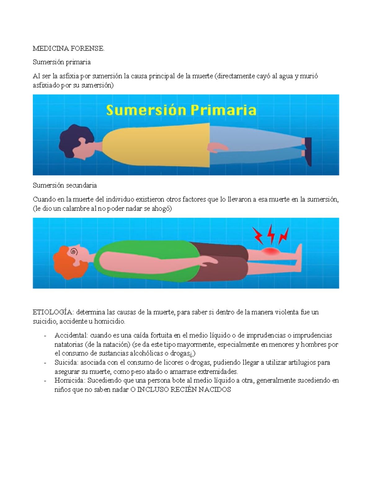Asfixia por Sumersión: Análisis Forense y Fases Clínicas - Studocu