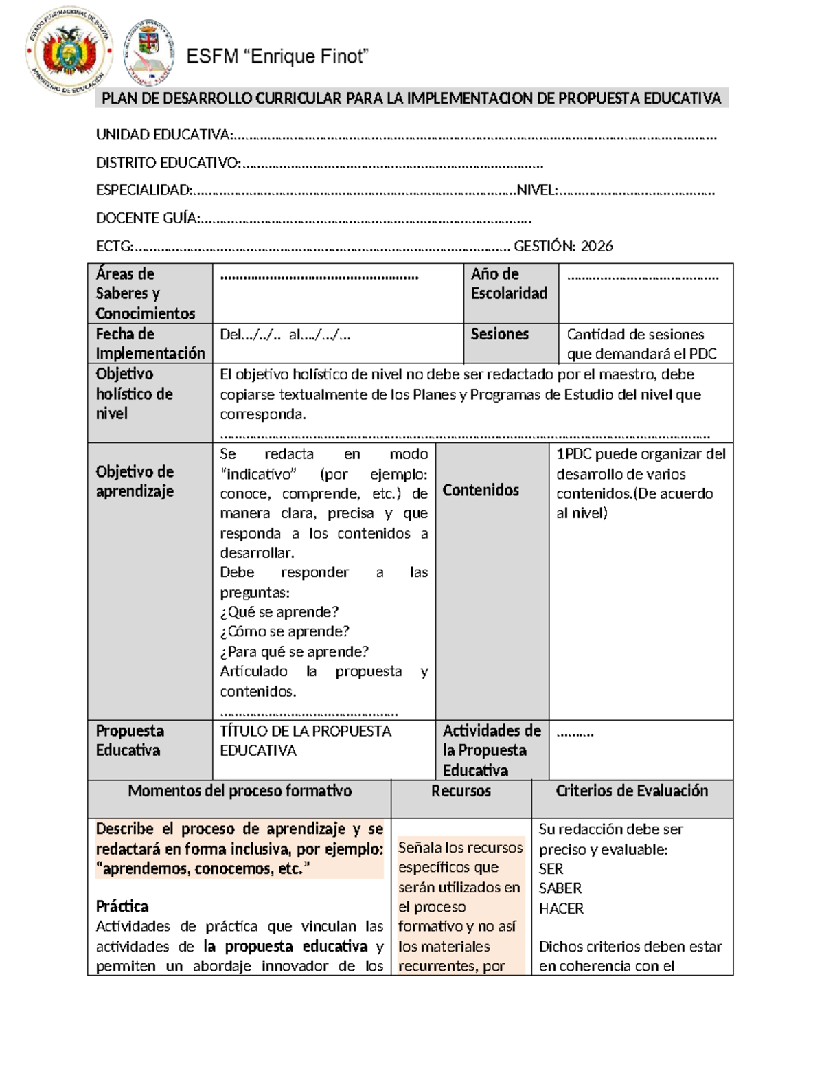 PDC 2026: Plan de Desarrollo Curricular para Propuesta Educativa - Studocu