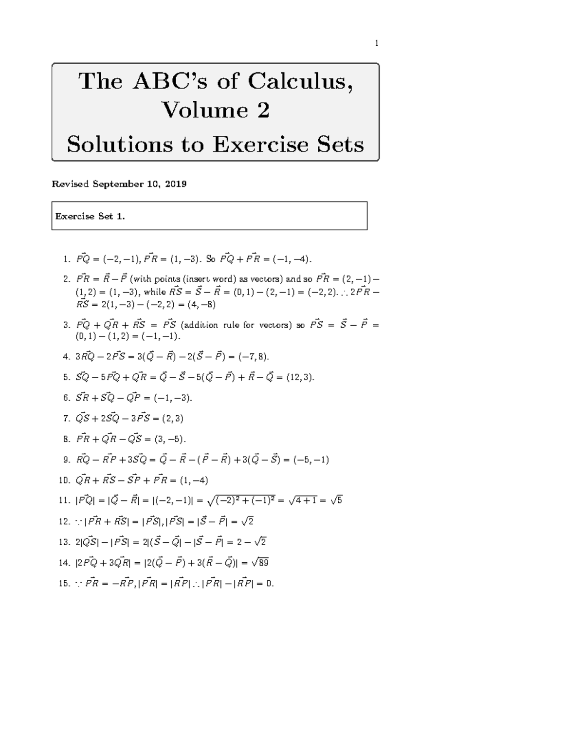 ABC2 - Solutions to Exercise Sets in The ABC's of Calculus Vol 2 - Studocu