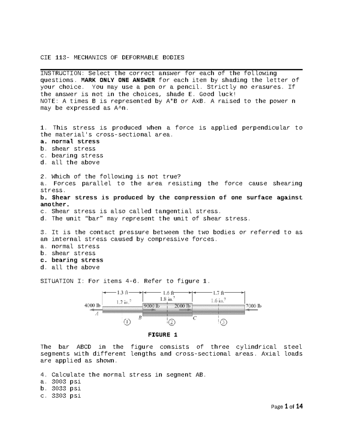 CIE MECHANICS OF DEFORMABLE BODIES - LECTURE NOTES - Studocu