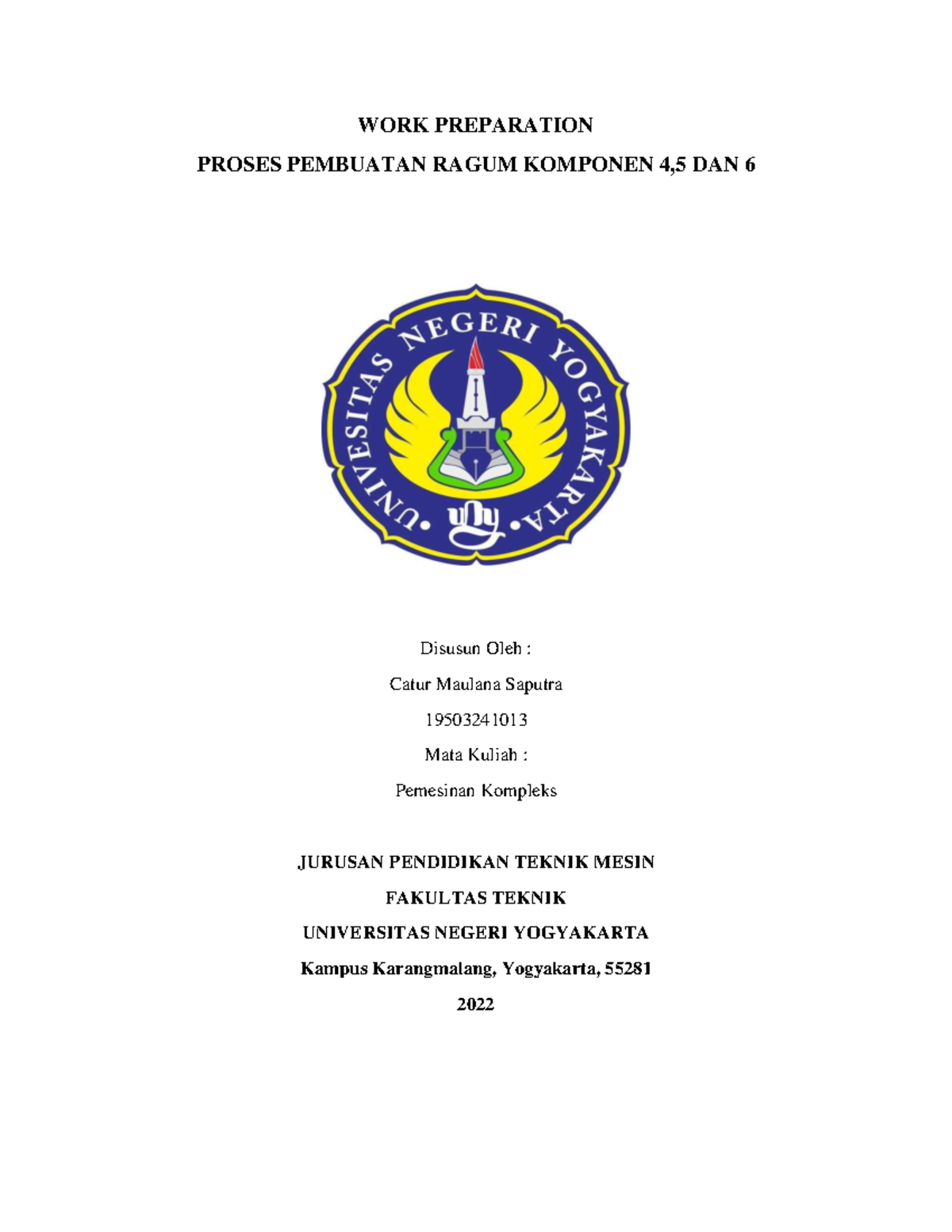 WORK PREPARATION SHEET: Ragum Components (4, 5, 6) for T1 Class - Studocu