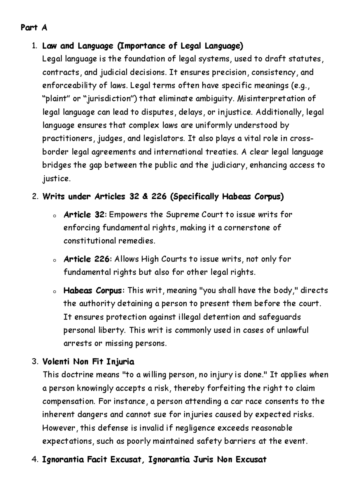 Legal language and writing answers - Part A 1. Law and Language ...