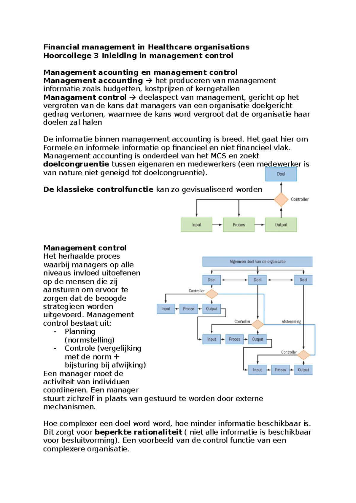 Hoorcollege 3: Inleiding tot Management Control in Gezondheidszorg ...