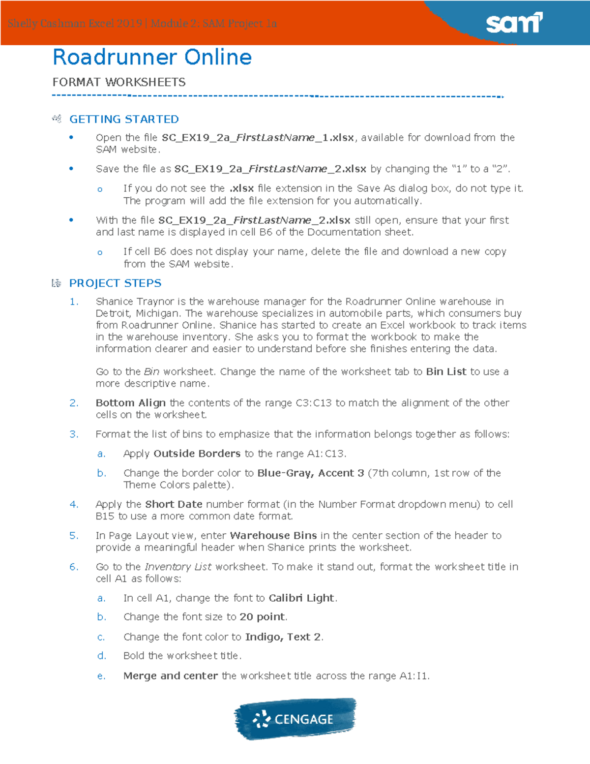 Instructions for SC EX19 Formatting Warehouse Inventory Worksheets ...