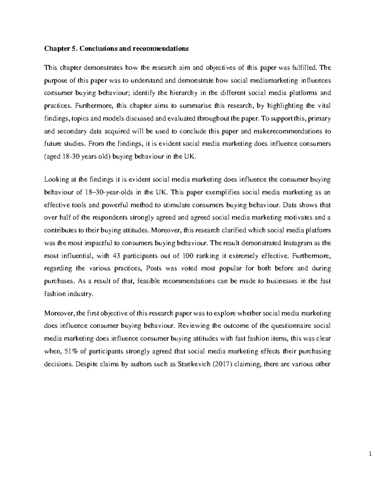Conclusions and Recommendations Chapter Example - Chapter 5 ...