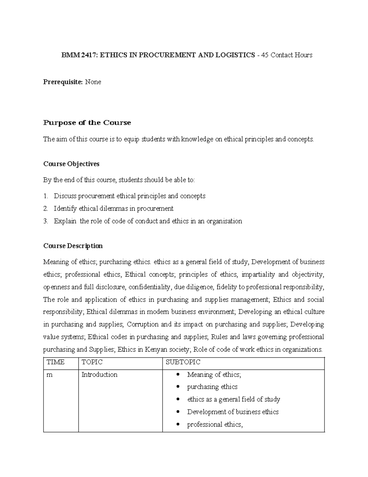 BMM 2417: Final Exam Notes on Ethics in Procurement and Logistics - Studocu