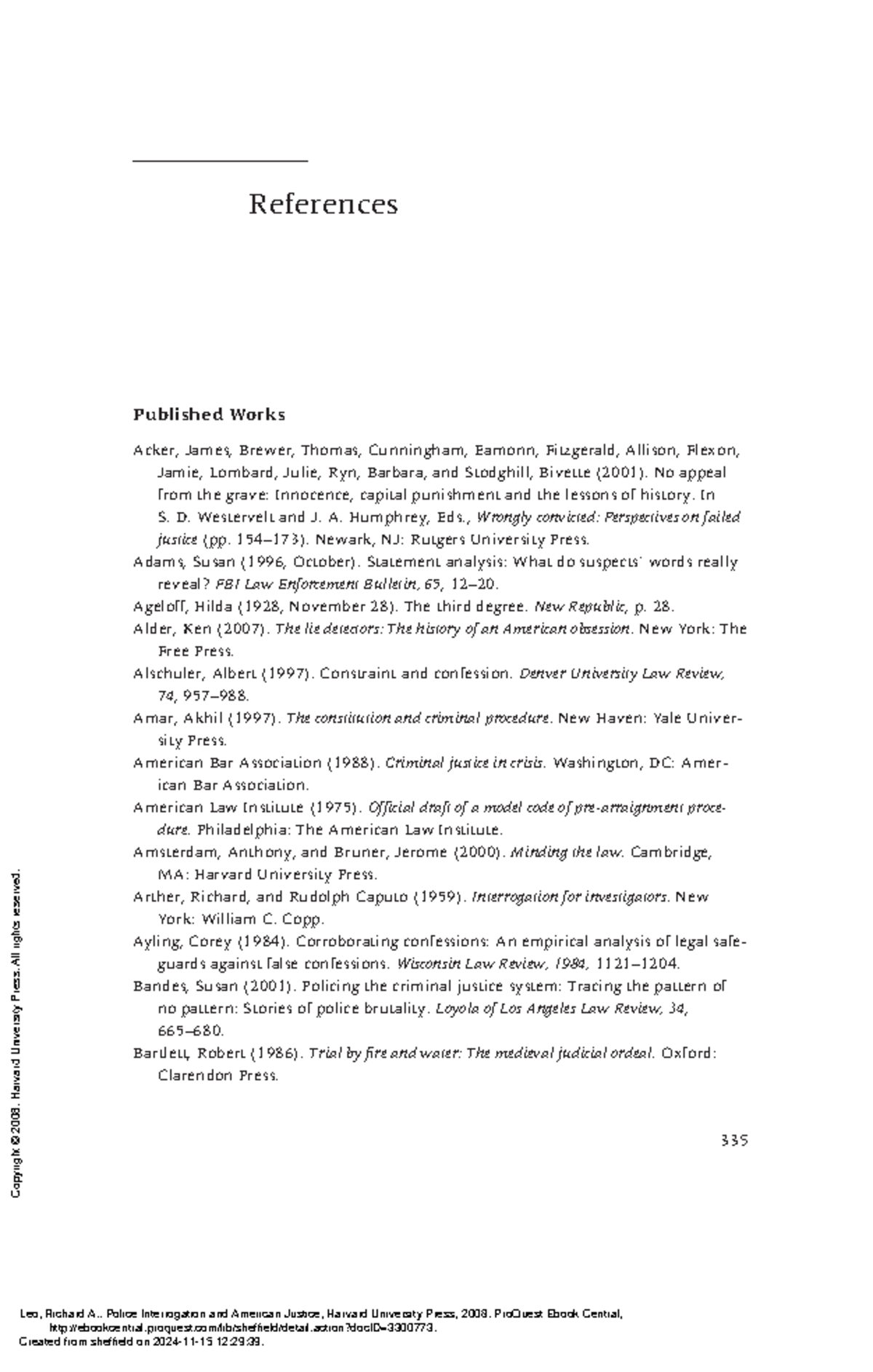 Police Interrogation and American Justice: Comprehensive References ...