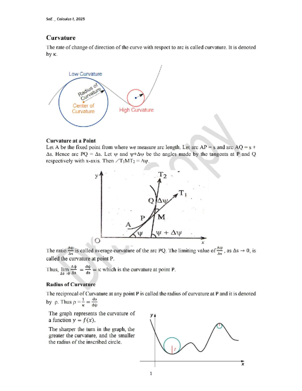 SoE _ Calculus I, 2025 Curvature and Radius of Curvature Explained ...