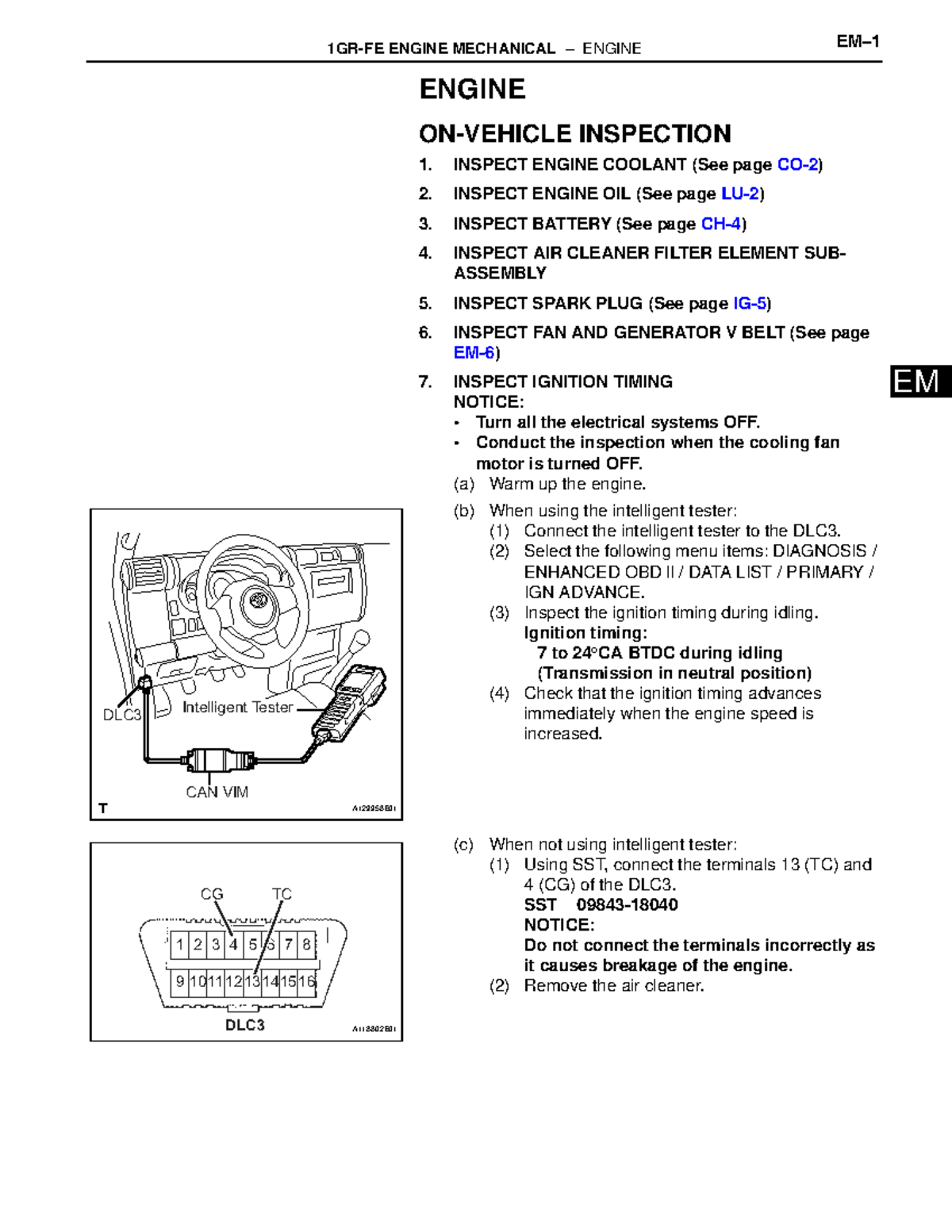 ENGINE MECHANICAL INSPECTION GUIDE DLC3: COOLANT, OIL, TIMING & VALVES ...