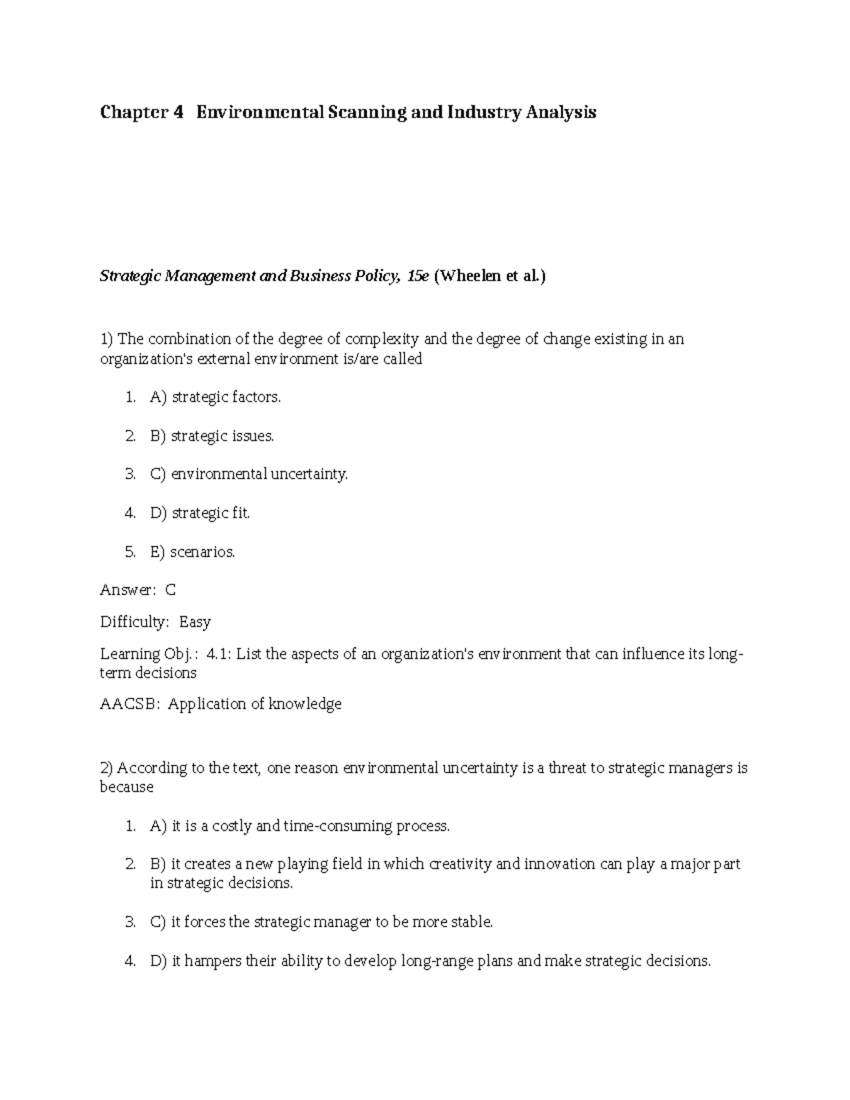 Chapter 4 - Lecture Notes on Environmental Scanning & Industry Analysis ...