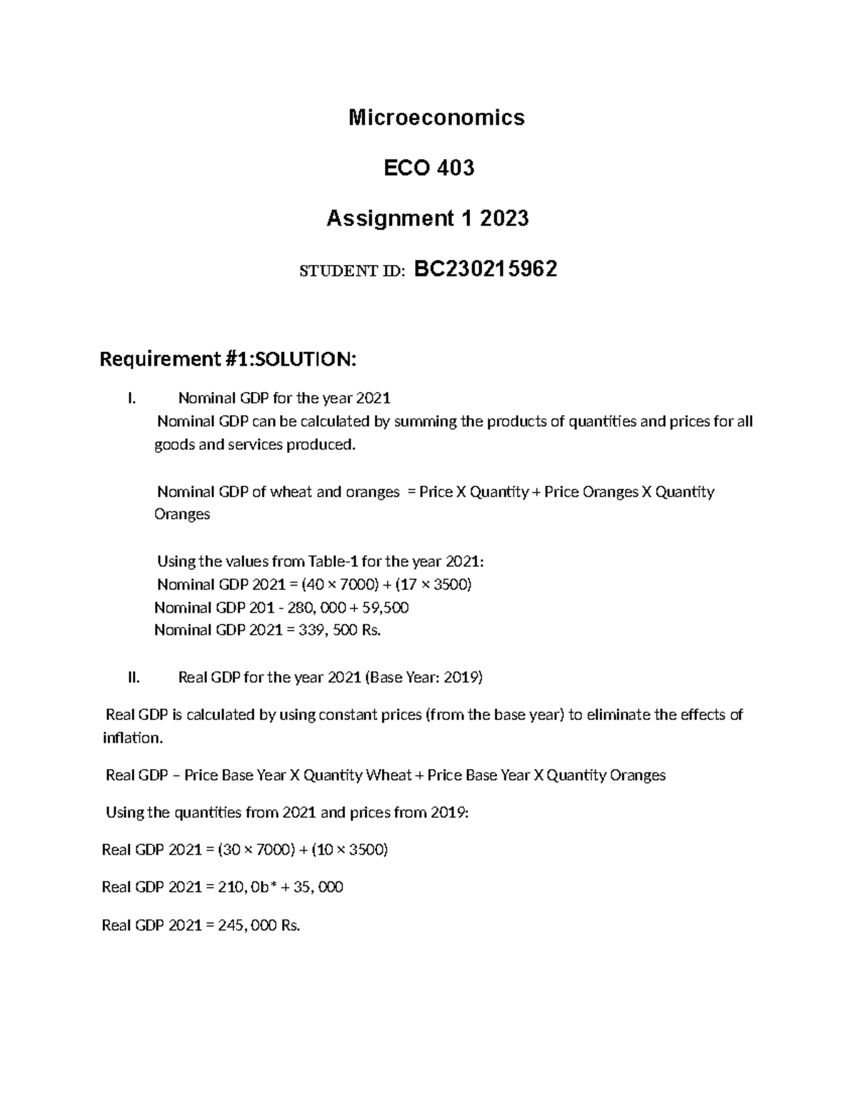 ECO 403 Microeconomics Assignment 1 Solutions for 2023 - Studocu