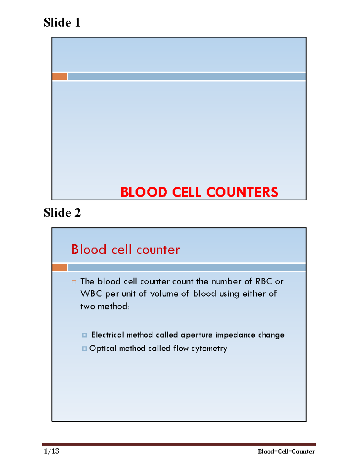 Blood Cell Counters: Overview and Maintenance Guide (BIO 101) - Studocu