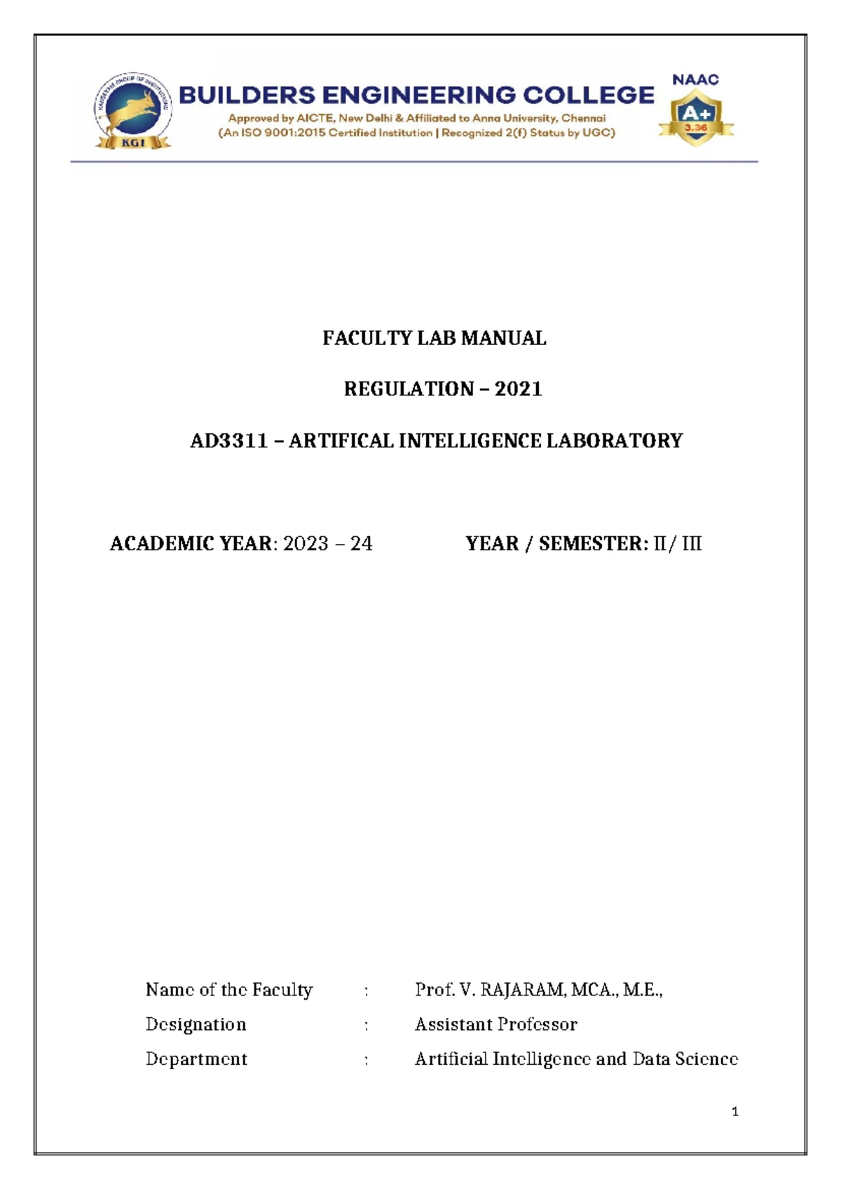 AD 3311 AI LAB Manual: Implementing Search Strategies and Algorithms ...