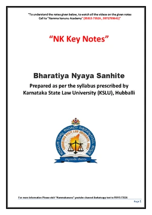 BNS Handwritten notes - BHARTIYA NYAYA SANHITA 2023 Innovative ...