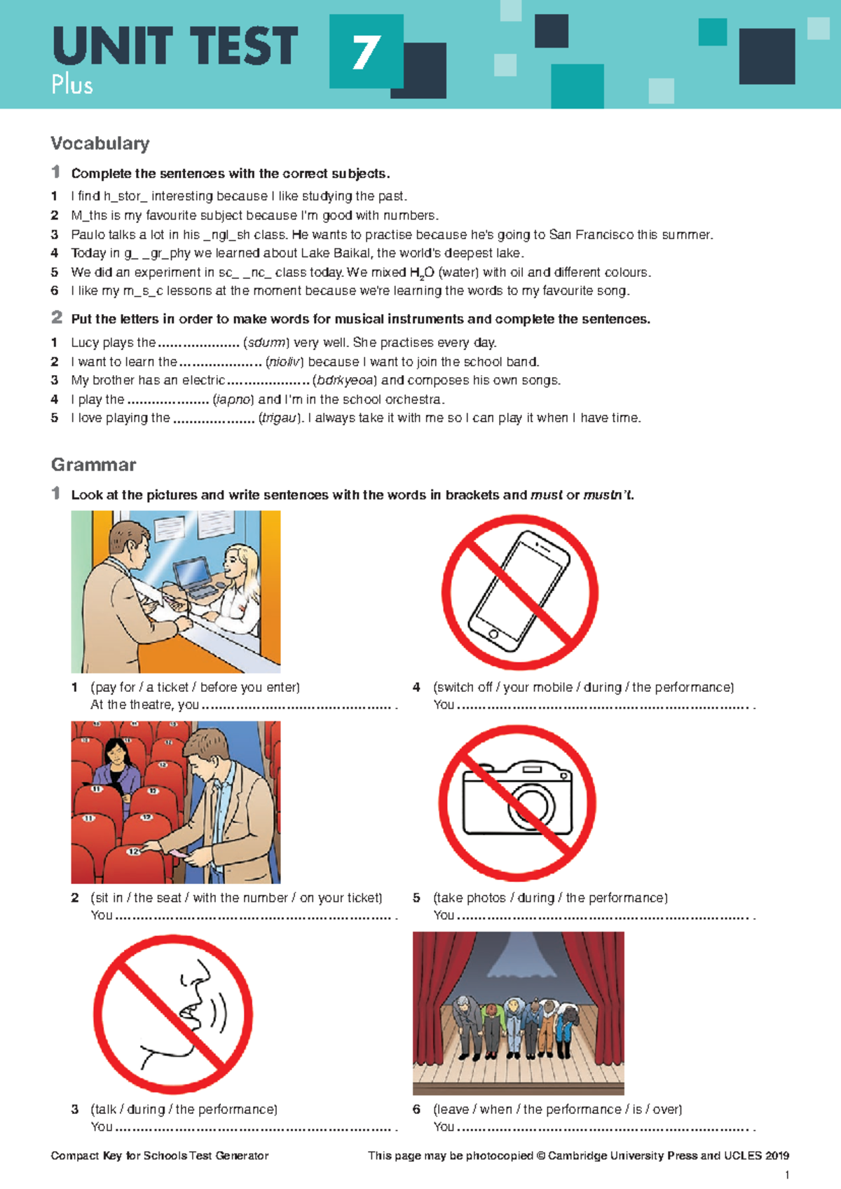 KFS-UT-U7P - Unit Test 7 Vocabulary & Grammar Practice Guide - Studocu