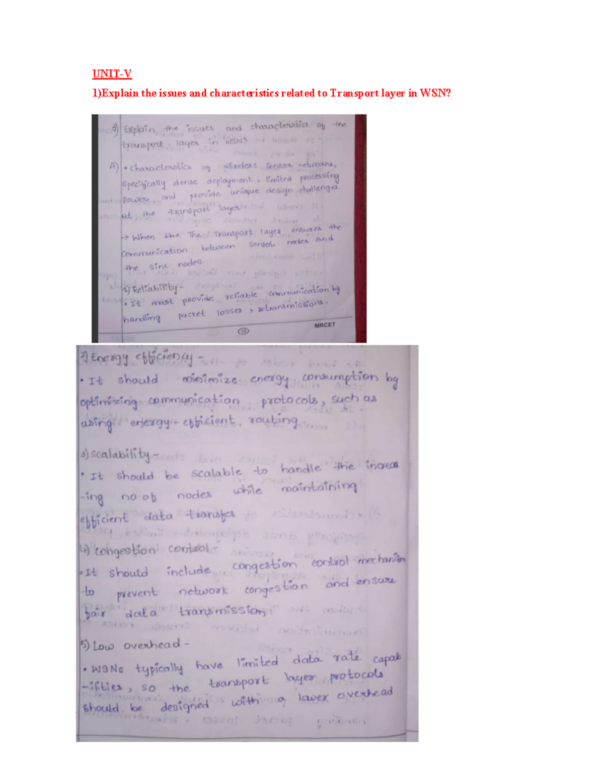 ASN Unit-5 Notes on WSN: Transport Layer, Query Processing & Mobile ...