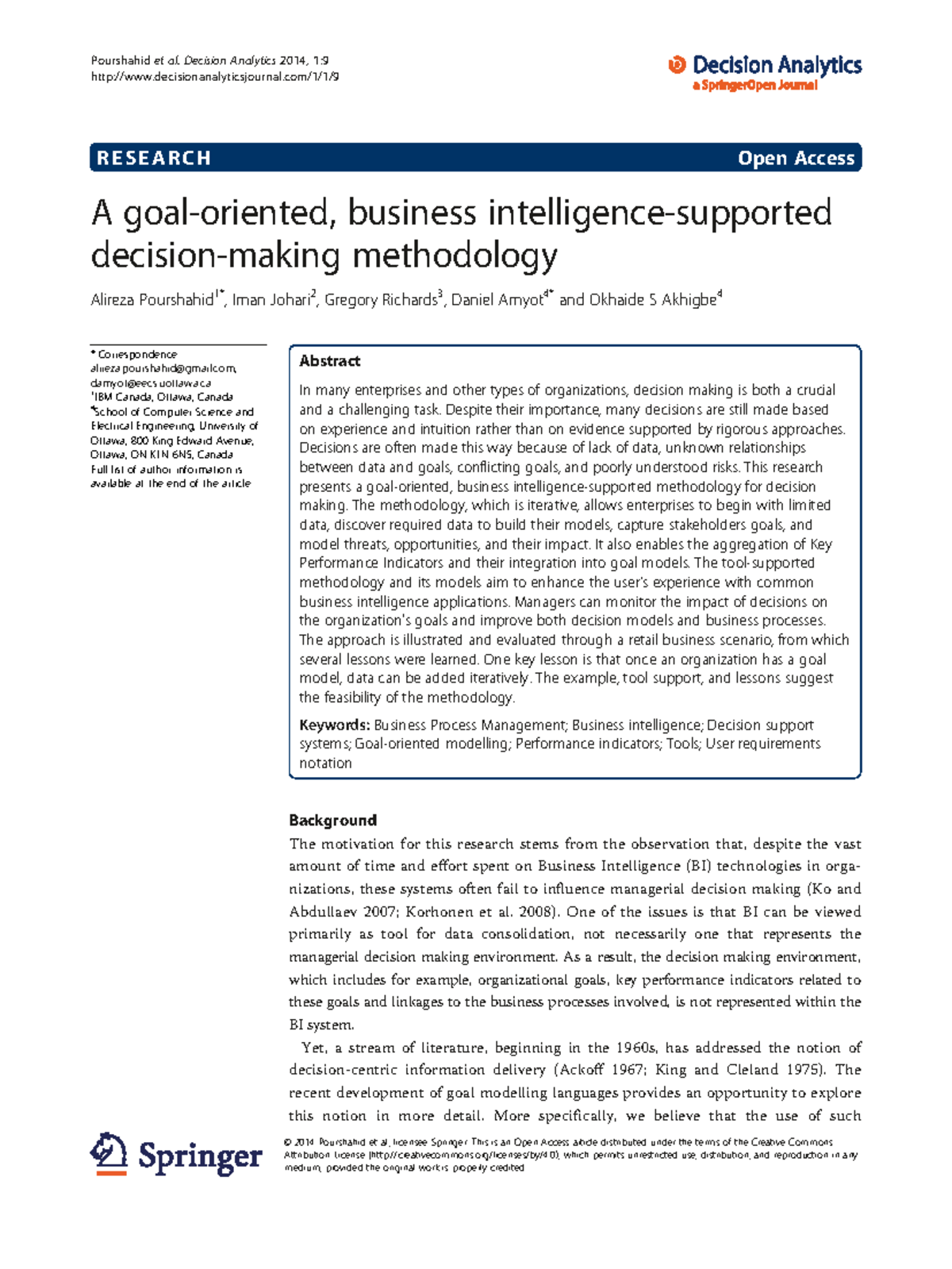 S40165 014 0009 8 - A Business Methodology for Decision Analytics - Studocu