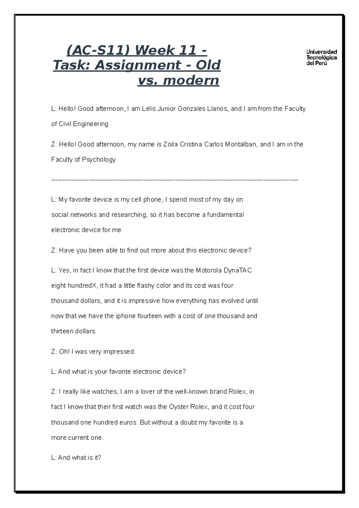 (AC-S11) Week 11 - Task Assignment: Old vs. Modern Devices Analysis ...