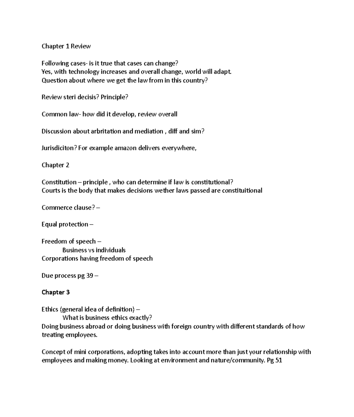 Review for exam 1 blaw 3311 - Chapter 1 Review Following cases- is it ...